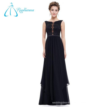 Floor Length Lace Sashes Chiffon Sexy Black Evening Dress